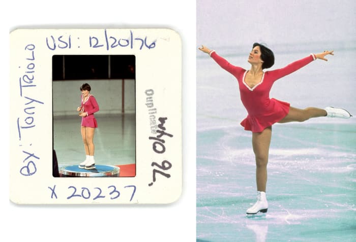 Dorothy Hamill in action during Women’s Free Program at Olympic Eisstadion. Innsbruck, Austria 2/10/1976